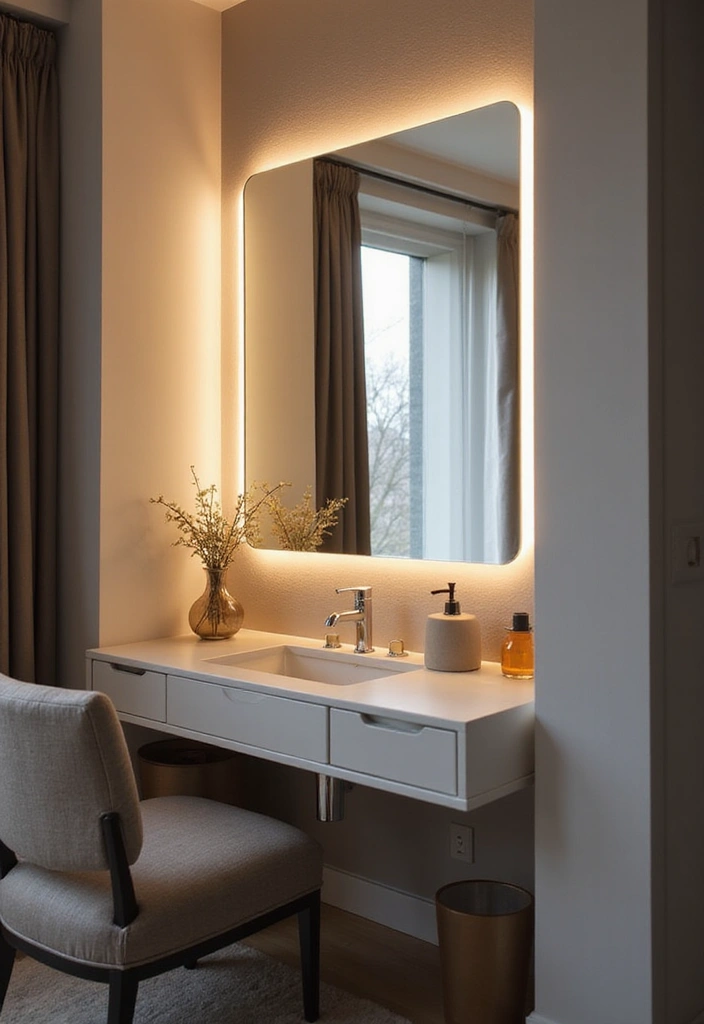 26 Mirror Design for Bedroom Ideas That Add Light and Style - 18. Lighted Mirrors