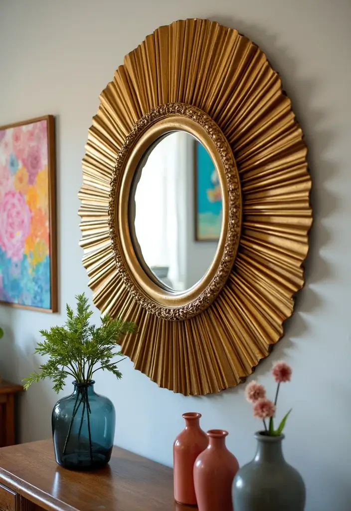 26 Mirror Design for Bedroom Ideas That Add Light and Style - 2. Vintage Sunburst Mirrors