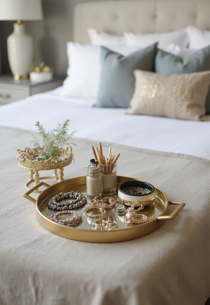 26 Mirror Design for Bedroom Ideas That Add Light and Style - 20. Mirror Trays