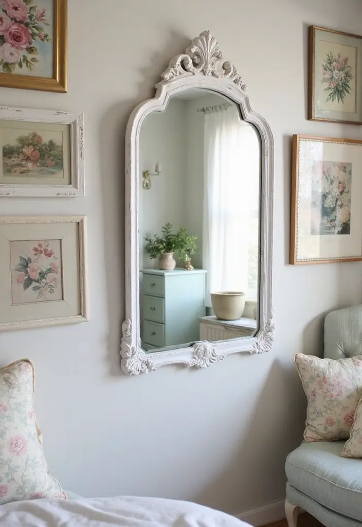 26 Mirror Design for Bedroom Ideas That Add Light and Style - 3. Shabby Chic Mirrors