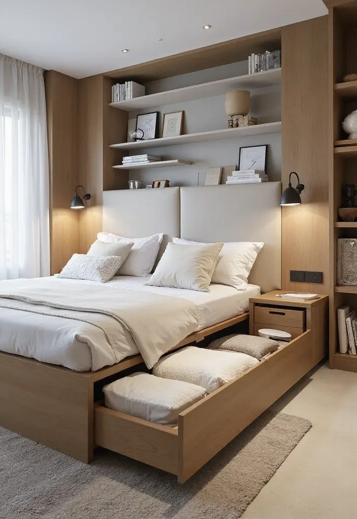 26 Modern Home Interior Design Bedroom Ideas That Feel Sleek and Elegant - 25. Smart Storage Solutions