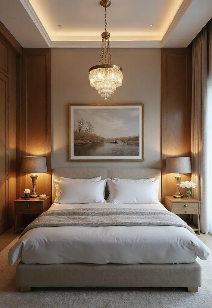 26 Modern Home Interior Design Bedroom Ideas That Feel Sleek and Elegant - 4. Statement Lighting Fixtures