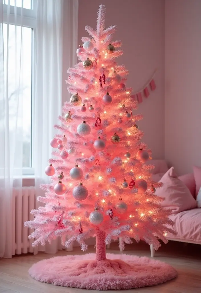 26 Pink Christmas Bedroom Decor Ideas That Add Holiday Magic - 1. Pink Christmas Tree