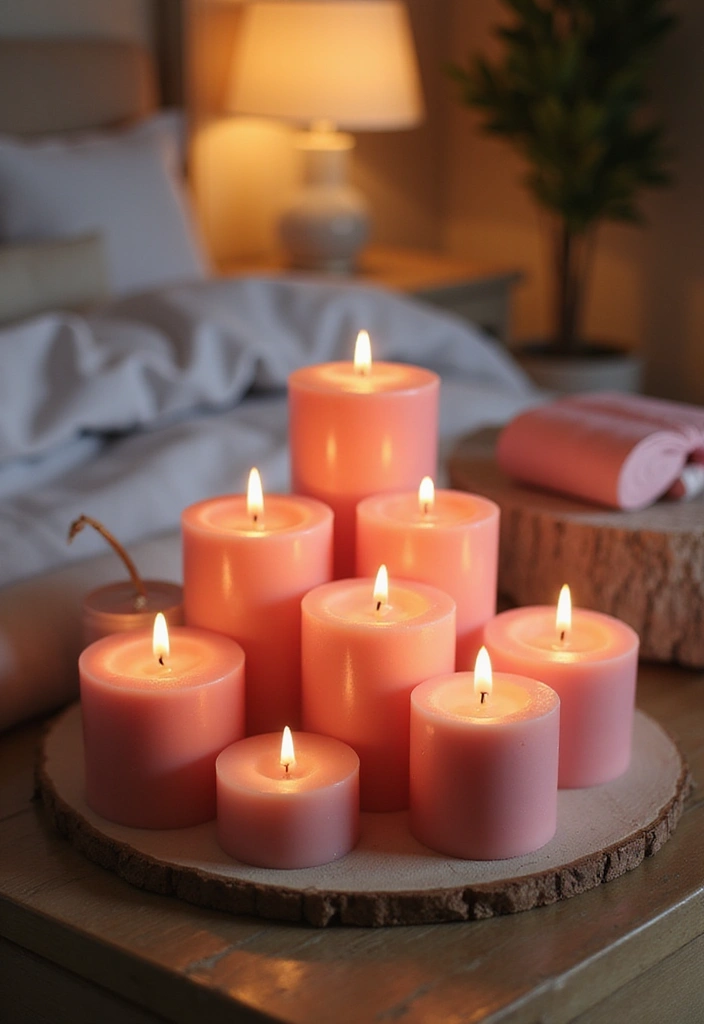 26 Pink Christmas Bedroom Decor Ideas That Add Holiday Magic - 13. Sweet Scented Candles