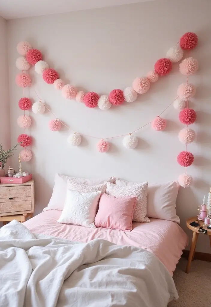 26 Pink Christmas Bedroom Decor Ideas That Add Holiday Magic - 6. Holiday Garland