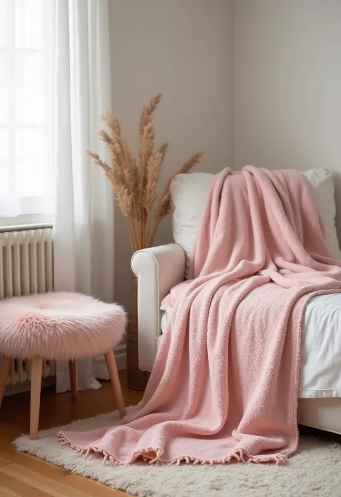 26 Pink Christmas Bedroom Decor Ideas That Add Holiday Magic - 7. Cute Throw Blankets