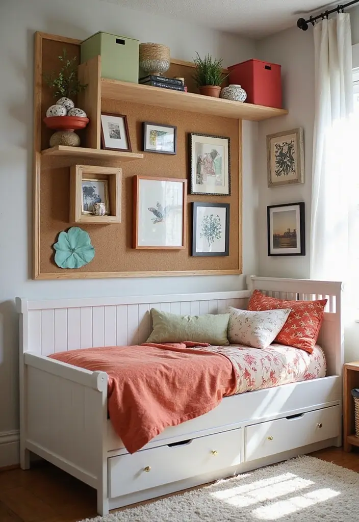 27 Bedroom Cub Board Interior Design Ideas That Feel Organized and Clean - 14. Creative Art Displays