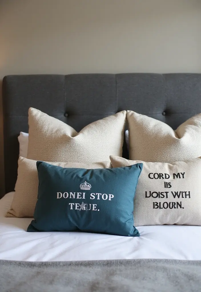 27 Birthday Bedroom Decorations for Him Ideas That Feel Romantic and Thoughtful - 19. Fun Throw Pillows with Quotes