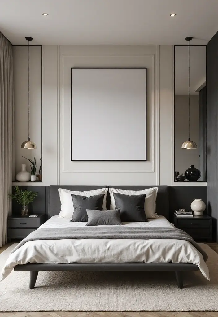 27 Black and Cream Bedroom Ideas That Feel Sophisticated & Calm - 1. Chic Minimalist Furniture