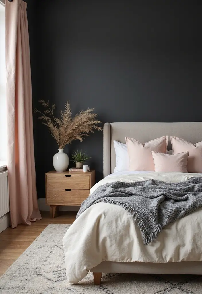 27 Black and Cream Bedroom Ideas That Feel Sophisticated & Calm - 14. Calming Accent Colors
