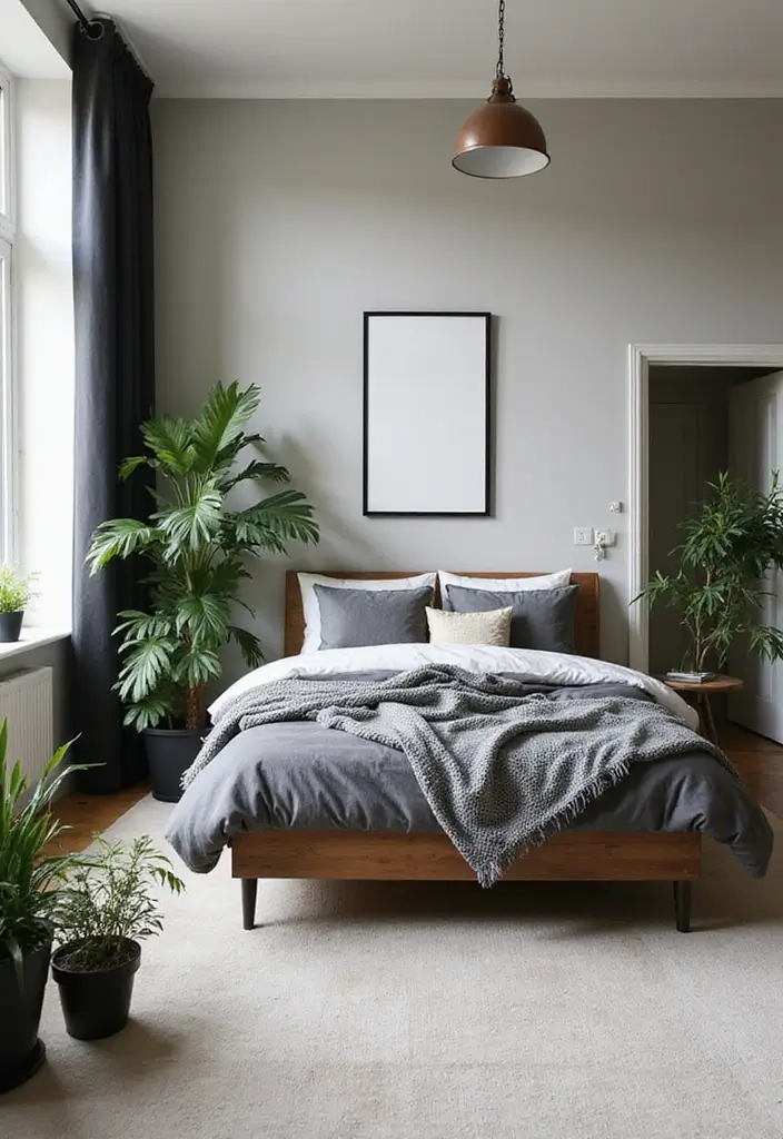 27 Black and Cream Bedroom Ideas That Feel Sophisticated & Calm - 17. Plants for Life