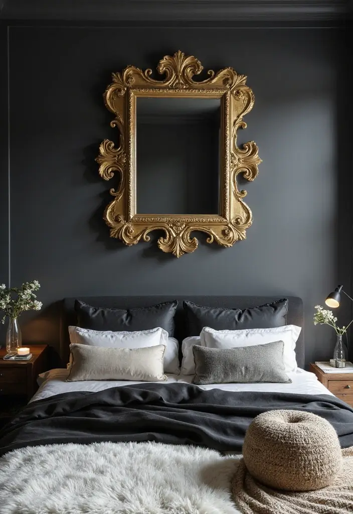 27 Black and Cream Bedroom Ideas That Feel Sophisticated & Calm - 18. Decorative Mirrors