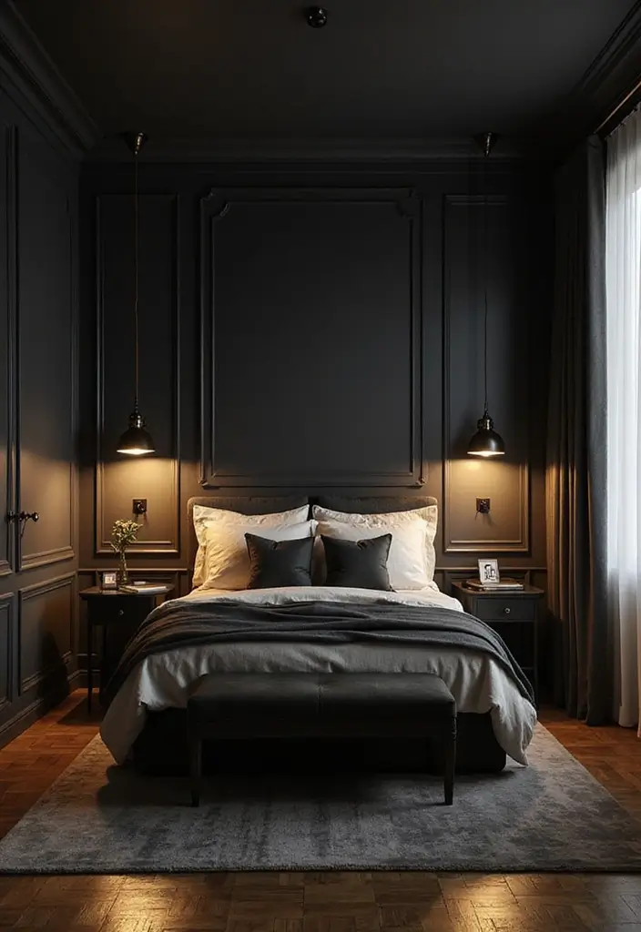 27 Black and Cream Bedroom Ideas That Feel Sophisticated & Calm - 4. Elegant Lighting Fixtures