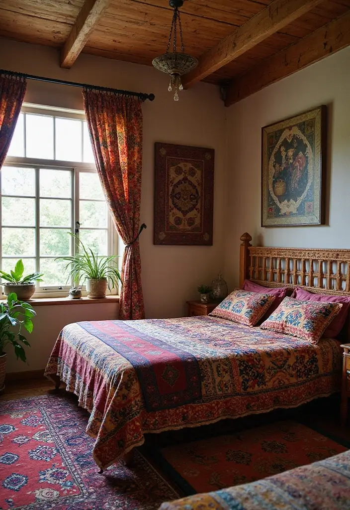 27 Boho Style Bedroom Decor Ideas That Feel Free & Earthy - 15. Ethnic-Inspired Textiles