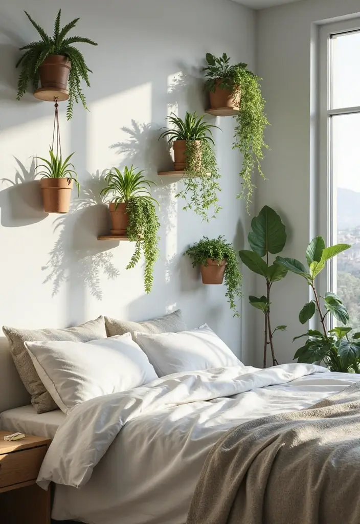 27 Boho Style Bedroom Decor Ideas That Feel Free & Earthy - 16. Wall-Mounted Planters