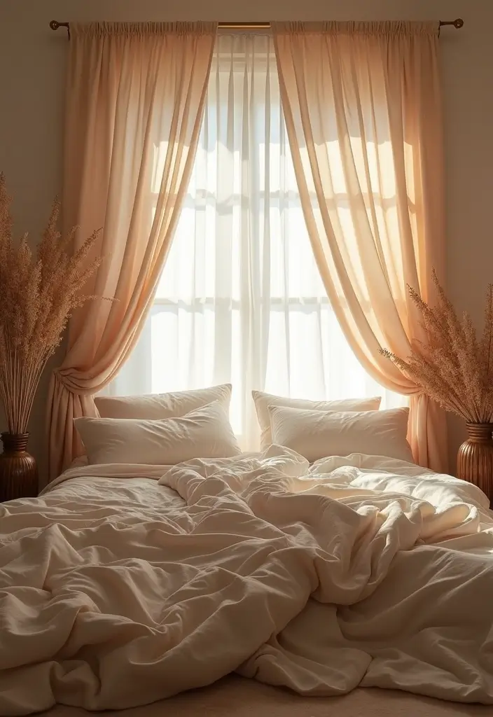 27 Boho Style Bedroom Decor Ideas That Feel Free & Earthy - 18. Flowing Drapes