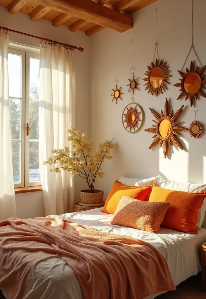 27 Boho Style Bedroom Decor Ideas That Feel Free & Earthy - 21. Sun-Inspired Decor