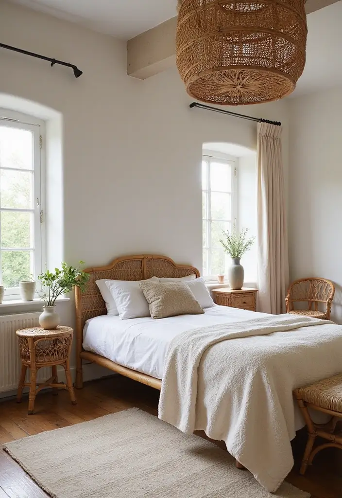 27 Boho Style Bedroom Decor Ideas That Feel Free & Earthy - 23. Rattan and Wicker Furniture