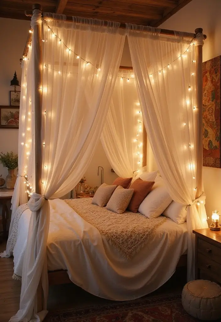 27 Boho Style Bedroom Decor Ideas That Feel Free & Earthy - 4. Dreamy Canopy Beds