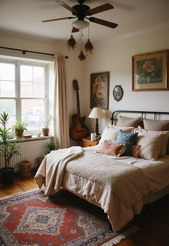 27 Boho Style Bedroom Decor Ideas That Feel Free & Earthy - 6. Vintage Finds and Thrift Treasures