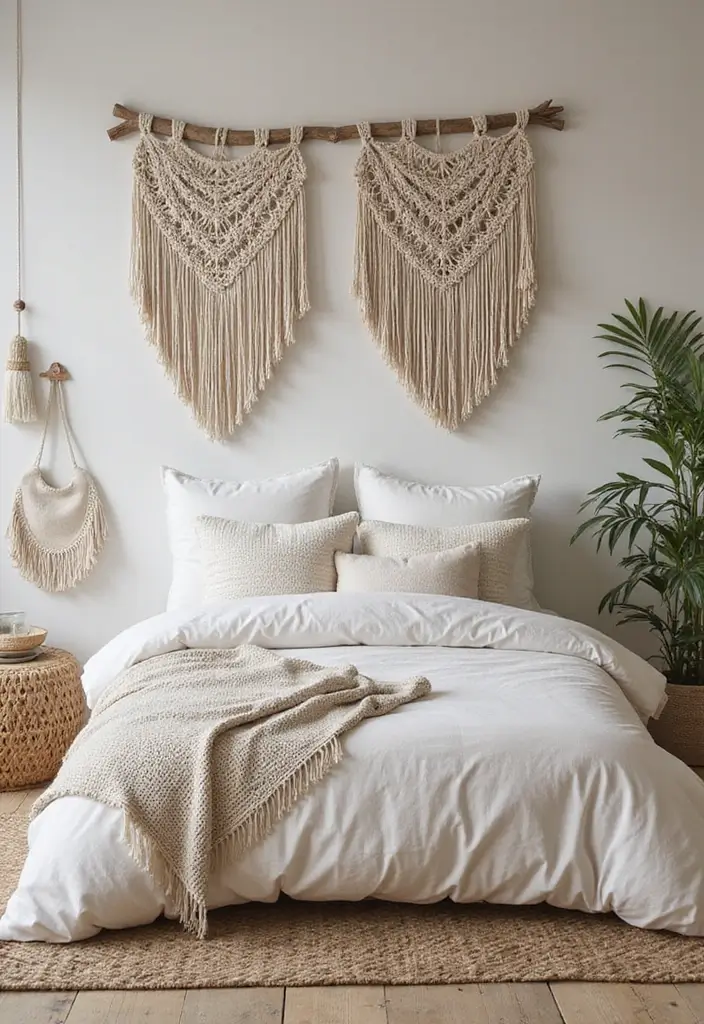 27 Boho Style Bedroom Decor Ideas That Feel Free & Earthy - 8. Macramé Wall Hangings