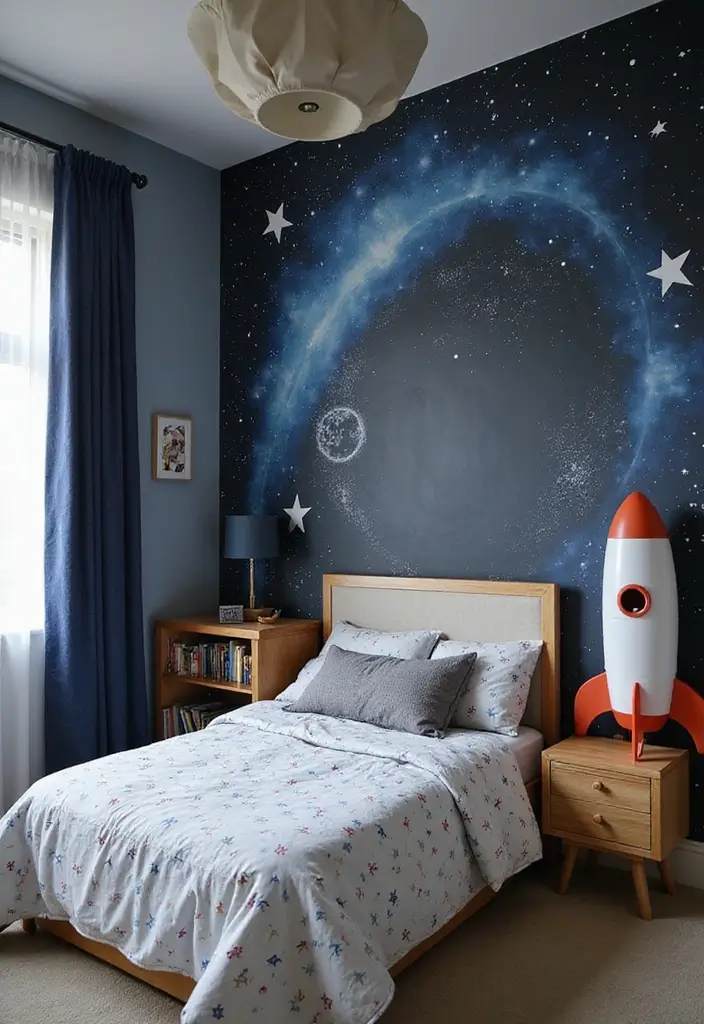 27 Children Bedroom Design for Kids That Are Playful and Smart - 2. Space Explorer's Dream