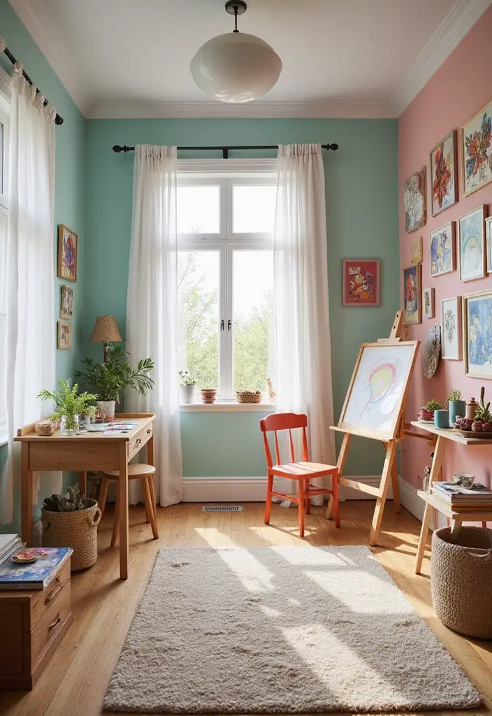 27 Children Bedroom Design for Kids That Are Playful and Smart - 8. Artistic Studio Space