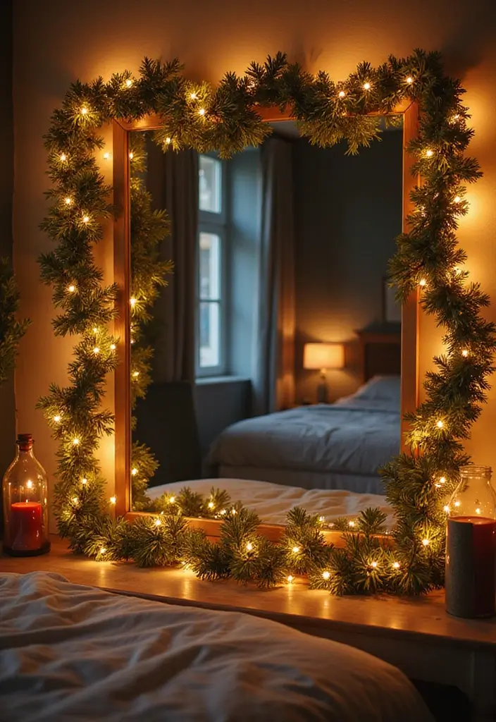 27 Christmas Decor for Bedroom Ideas That Bring Festive Magic - 11. Festive Mirrors