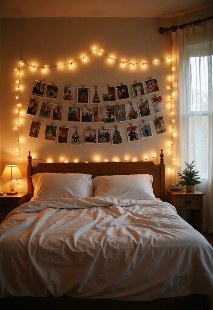 27 Christmas Decor for Bedroom Ideas That Bring Festive Magic - 17. Festive Photo Displays