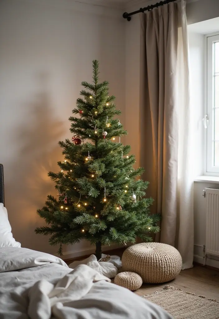 27 Christmas Decor for Bedroom Ideas That Bring Festive Magic - 2. Minimalist Christmas Tree