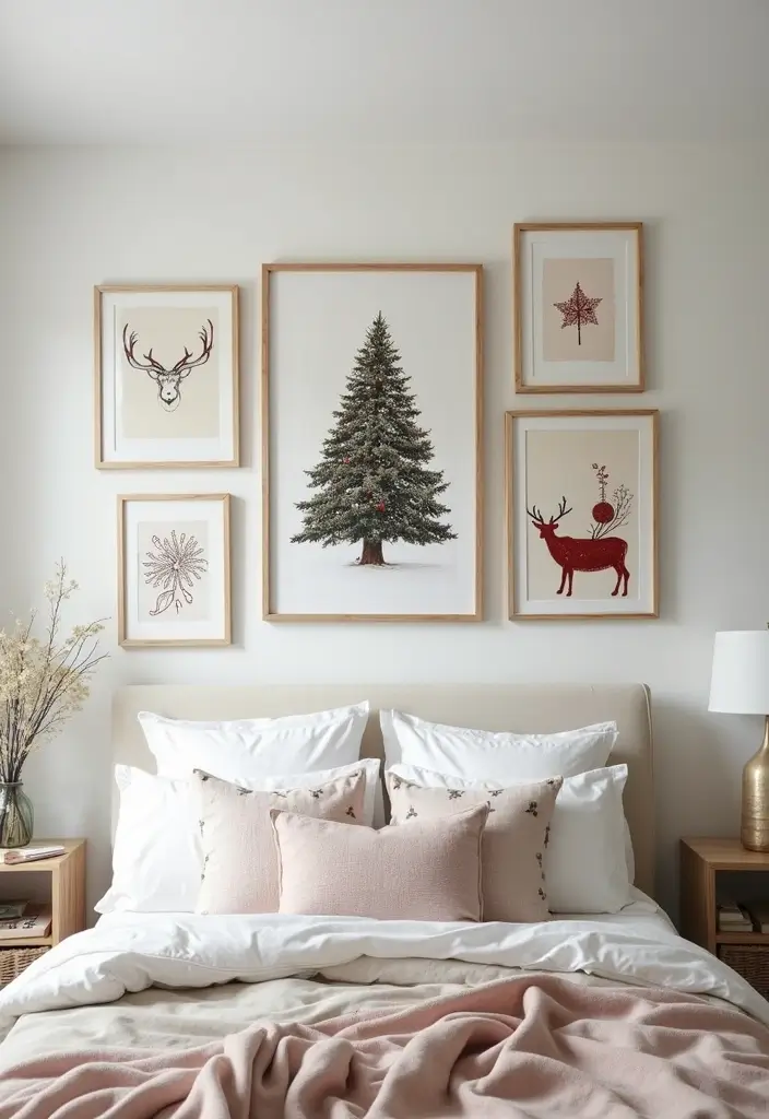 27 Christmas Decor for Bedroom Ideas That Bring Festive Magic - 6. Creative Wall Art