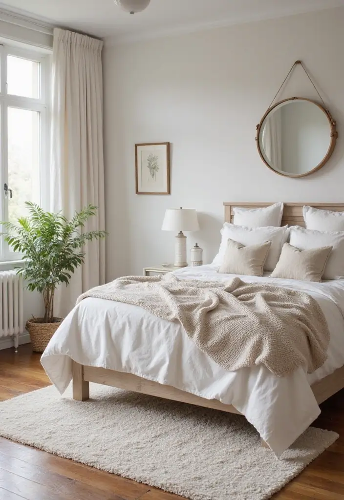 27 Cream and Beige Bedroom Ideas That Are Calm & Timeless - 21. Soft Area Rugs