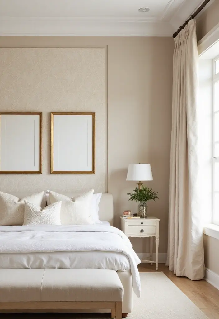 27 Cream and Beige Bedroom Ideas That Are Calm & Timeless - 3. Accent Walls for Depth