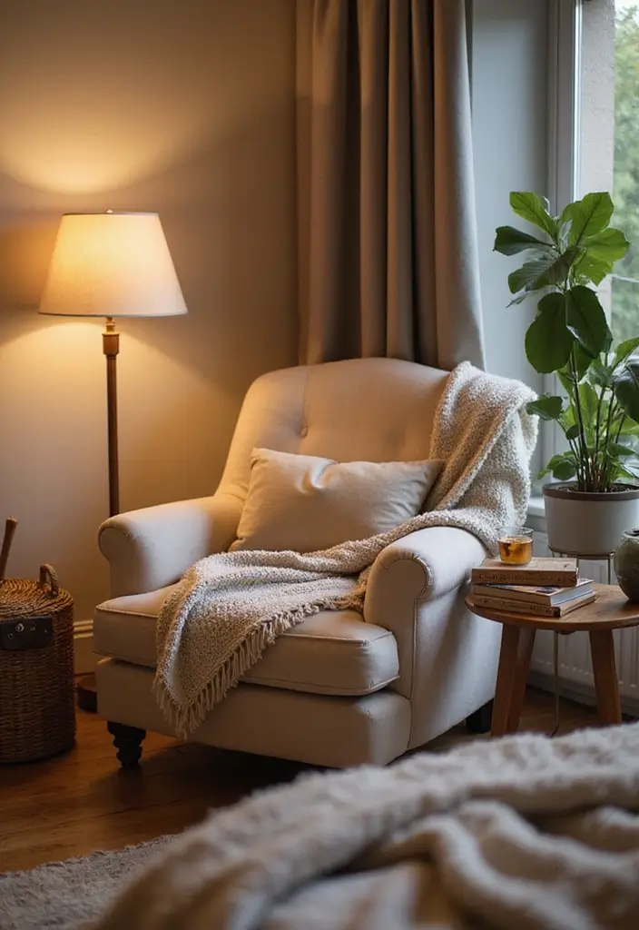 27 Cream and Beige Bedroom Ideas That Are Calm & Timeless - 7. Cozy Reading Nook