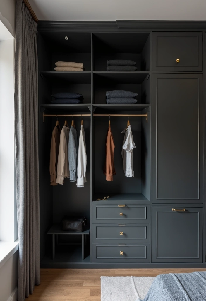 27 Dark Grey Wardrobe Bedroom Ideas That Feel Sleek and Elegant - 16. Customized Wardrobe Options