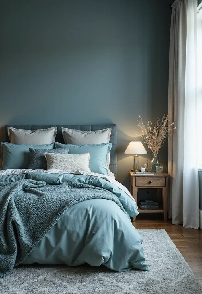 27 Duck Egg Blue Bedroom Ideas That Feel Timeless and Peaceful - 17. Textured Duck Egg Blue Layers