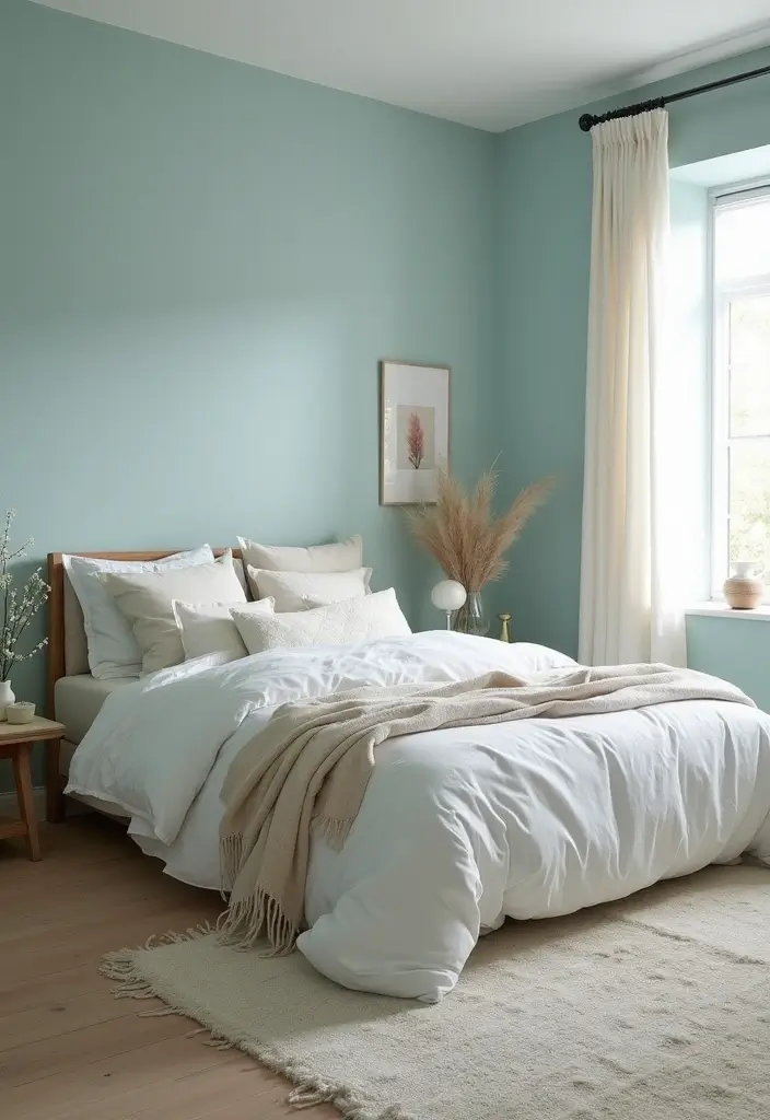 27 Duck Egg Blue Bedroom Ideas That Feel Timeless and Peaceful - 22. Duck Egg Blue with Light Accents