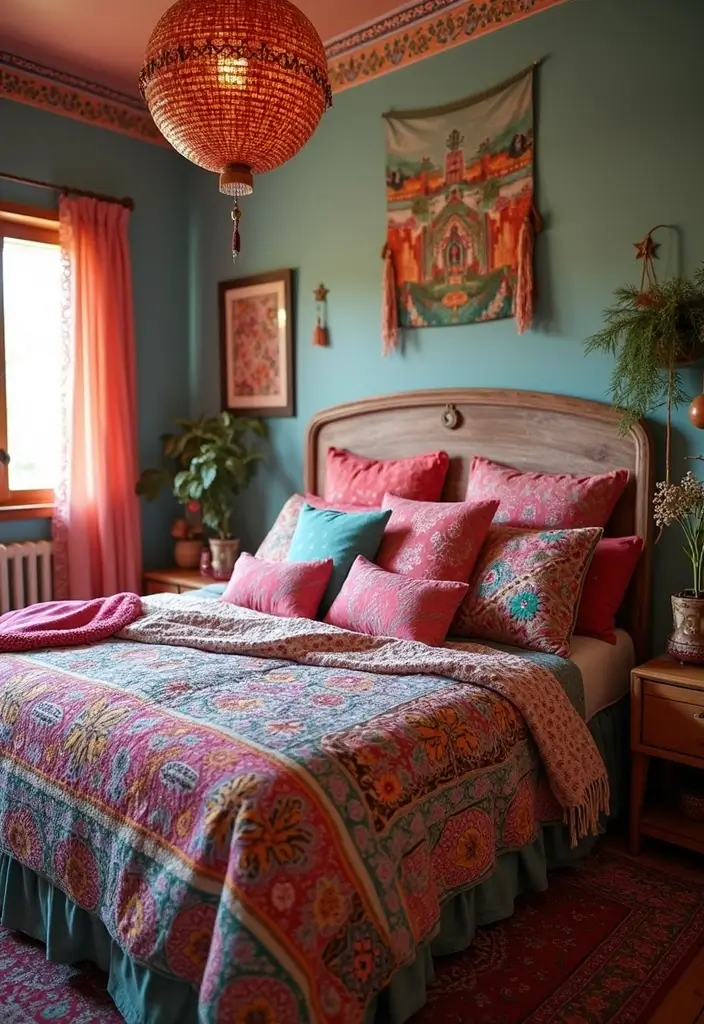 27 Girl Bedroom Designs Small Room Ideas That Feel Pretty and Functional - 11. Bohemian Bedspread