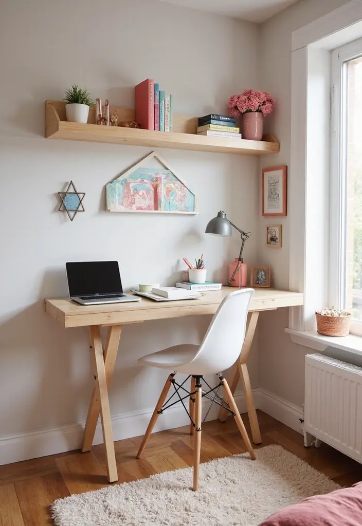27 Girl Bedroom Designs Small Room Ideas That Feel Pretty and Functional - 18. Wall-Mounted Desks