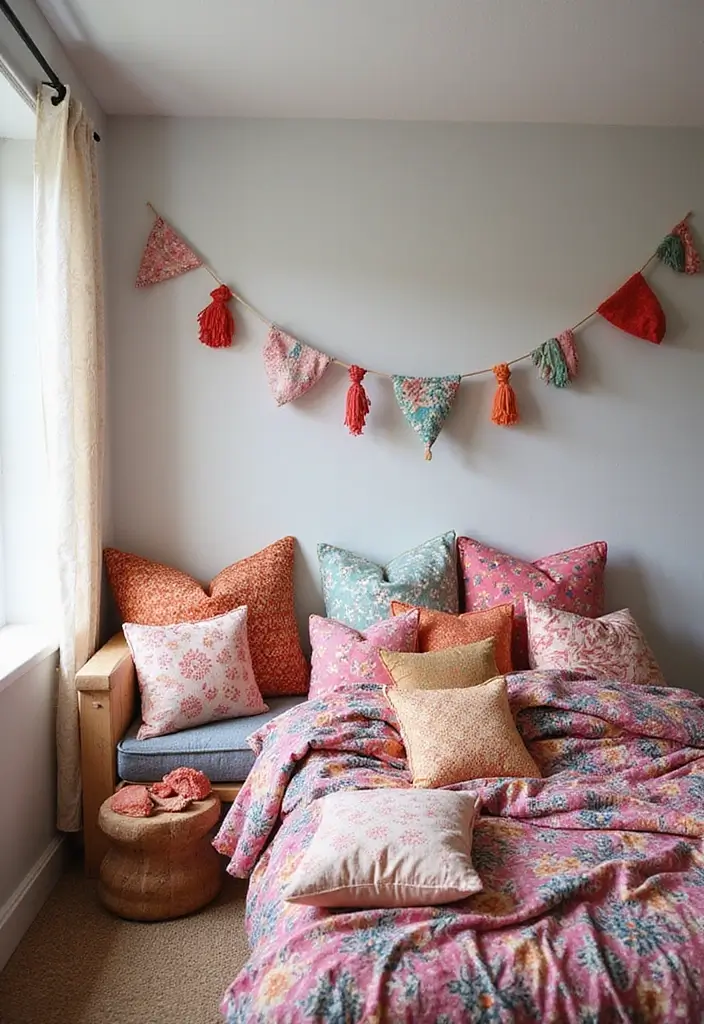 27 Girl Bedroom Designs Small Room Ideas That Feel Pretty and Functional - 27. Colorful Throw Pillows