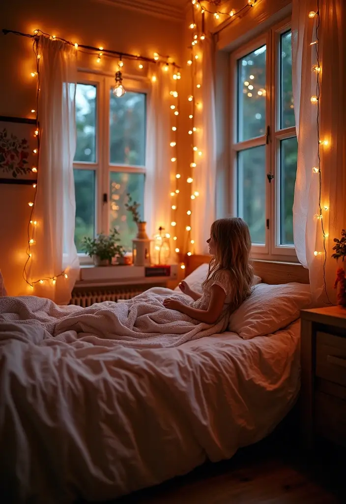 27 Girl Bedroom Designs Small Room Ideas That Feel Pretty and Functional - 8. String Lights Installations
