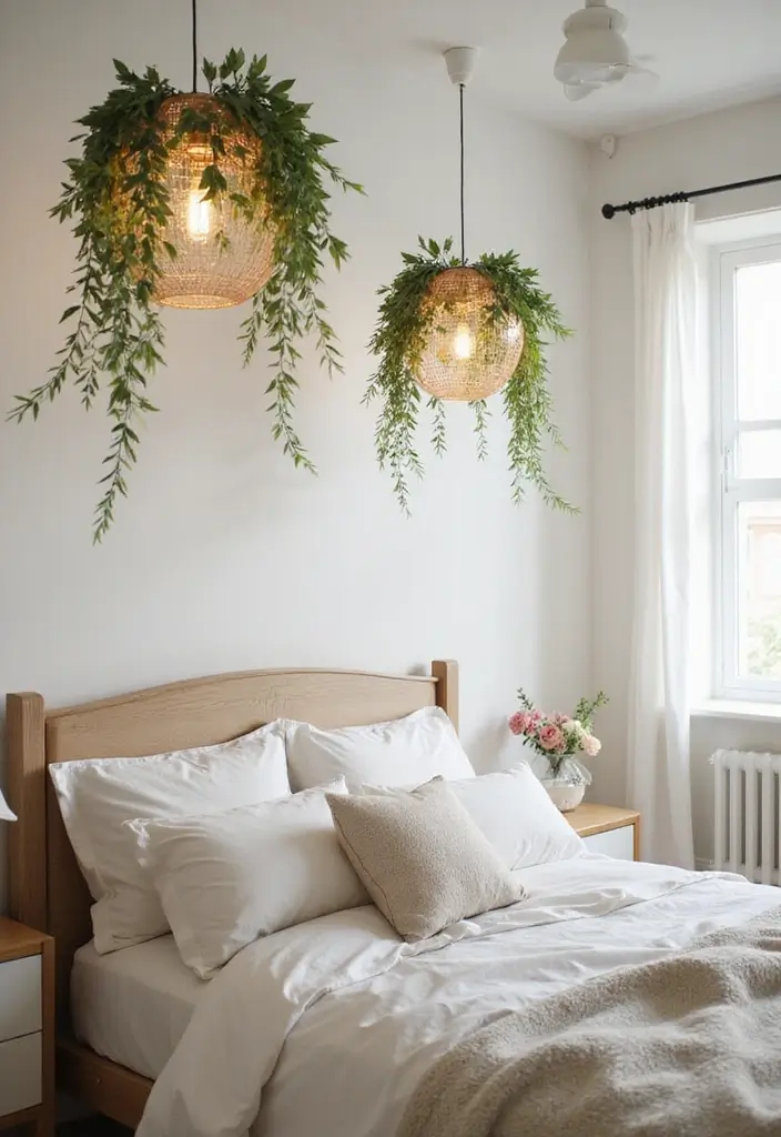 27 Hanging Lights in Bedroom Ideas That Add a Dreamy Glow - 22. Floral Motif Lights