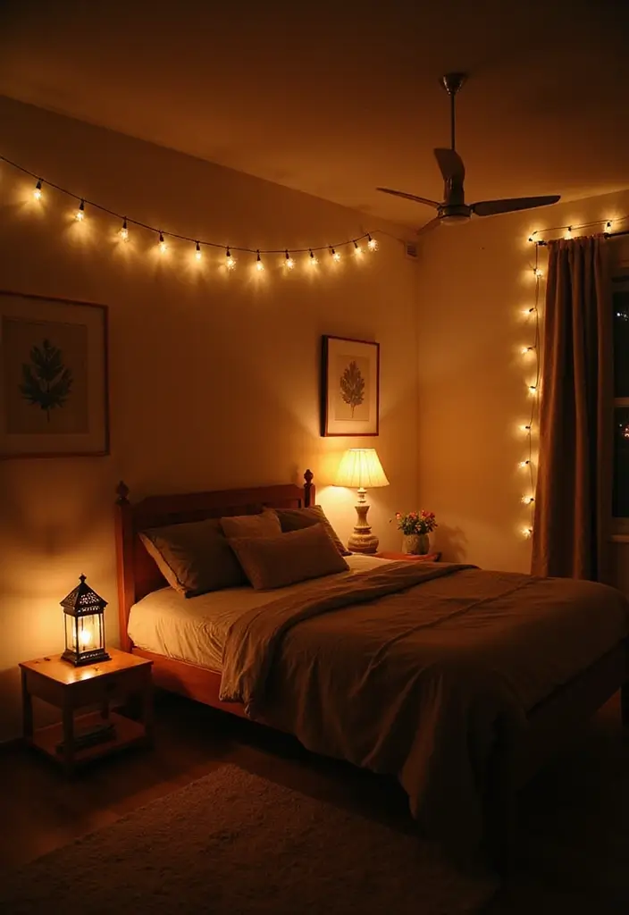 27 Hanging Lights in Bedroom Ideas That Add a Dreamy Glow - 23. Lantern Style Lighting