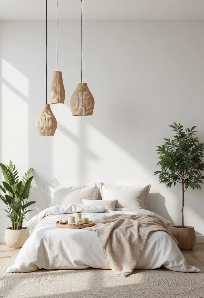 27 Hanging Lights in Bedroom Ideas That Add a Dreamy Glow - 3. Scandinavian Minimalism