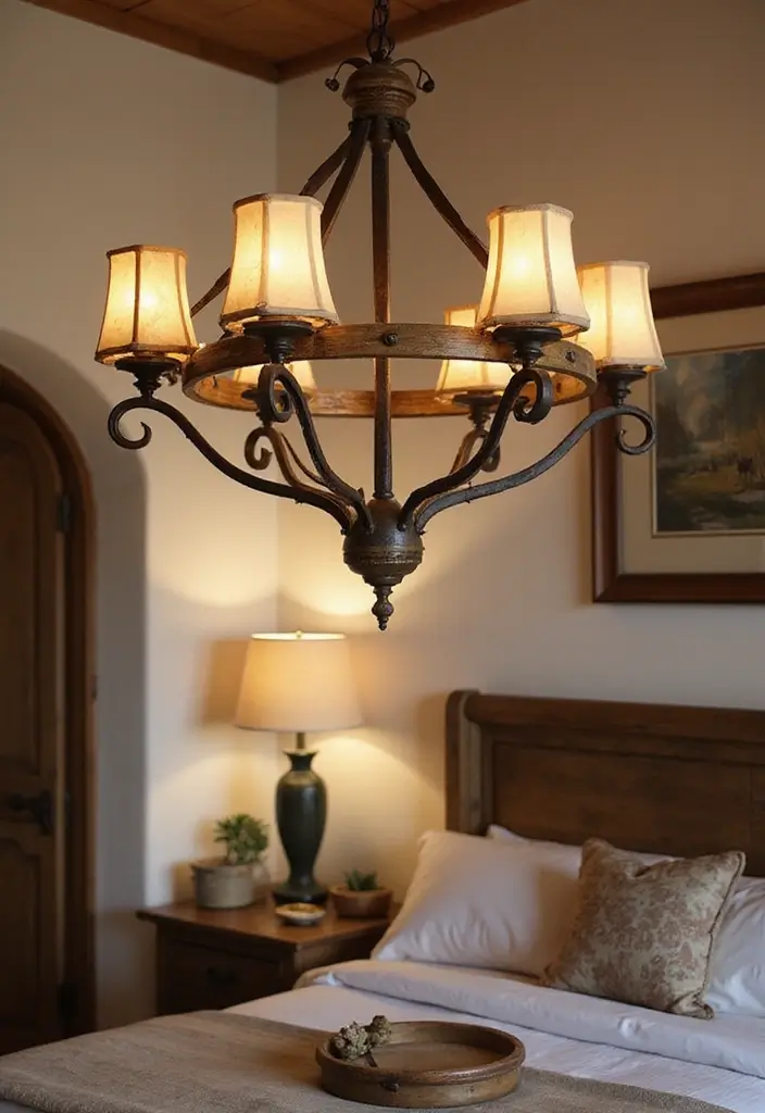 27 Hanging Lights in Bedroom Ideas That Add a Dreamy Glow - 5. Rustic Chandeliers