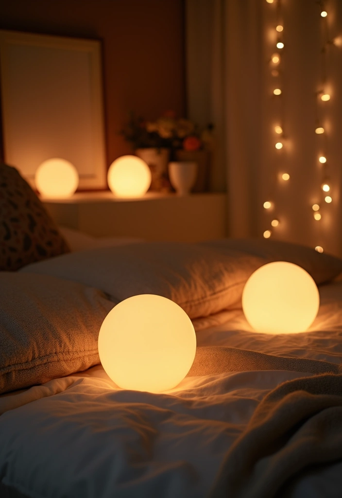 27 Hanging Lights in Bedroom Ideas That Add a Dreamy Glow - 8. Soft Globe Lights