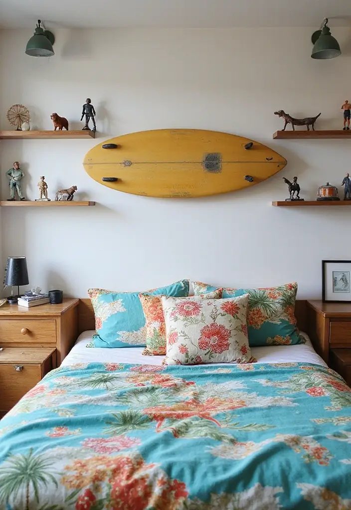 27 Ocean Themed Bedroom for Teens Ideas That Feel Calm and Coastal - 10. Surfboard Decor