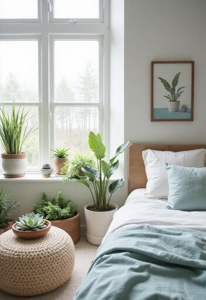 27 Ocean Themed Bedroom for Teens Ideas That Feel Calm and Coastal - 20. Ocean-Inspired Plants