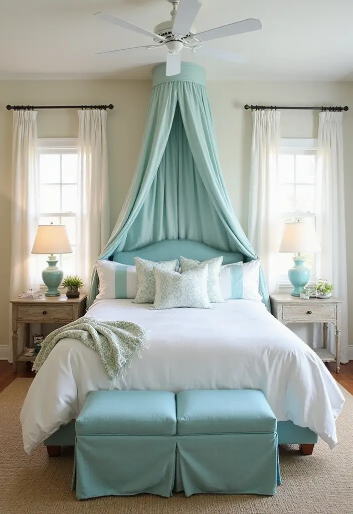 27 Ocean Themed Bedroom for Teens Ideas That Feel Calm and Coastal - 25. Beach-Themed Bed Canopy