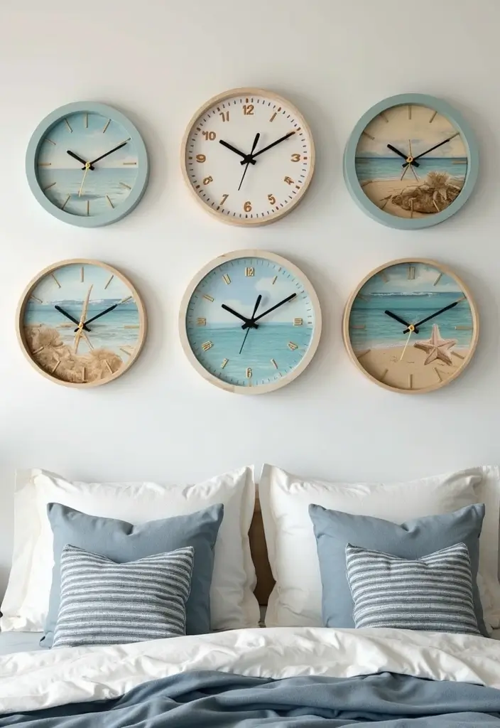 27 Ocean Themed Bedroom for Teens Ideas That Feel Calm and Coastal - 27. Beach-Themed Wall Clocks